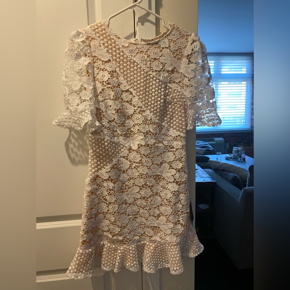 Size Small Lulus short white/nude lace dress